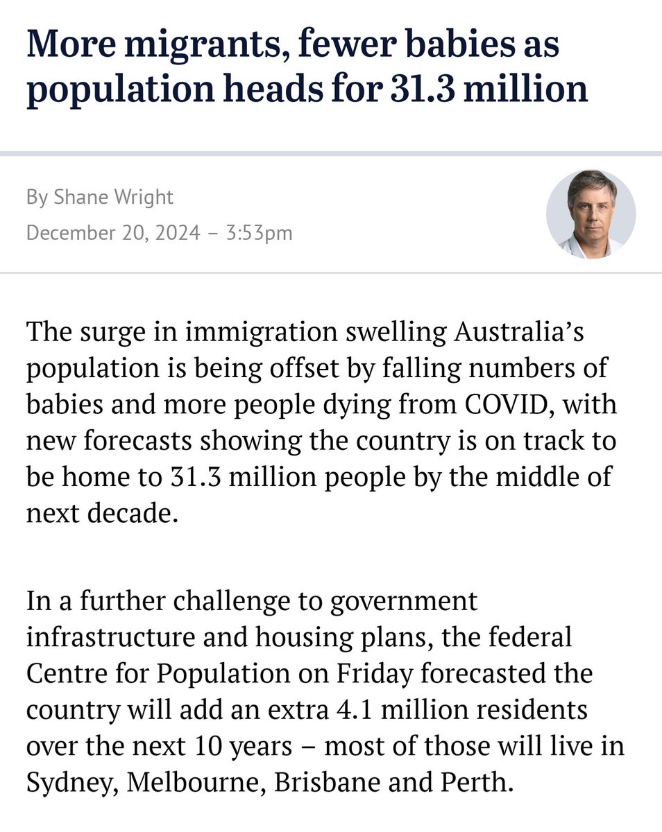 TMFScottP's tweet photo. I don't know what to say.

Housing is already incredibly expensive and construction is slow.

Roads are congested. So are schools.

We have limited water resources and we're encroaching further into our natural environment.

Where is the population policy?

#auspol https://t.co/2xqIbxzEJQ