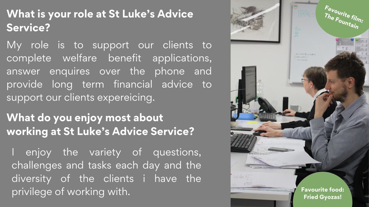 Meet Alex, our dedicated Money &amp; Benefits Advisor at St Luke's Advice Service! 💼 Alex helps individuals access the benefits they deserve. Your generous donations enable us to continue our important work. 🙏 Link in bio to donate! 🔗 #StLukesAdvice #Donate #Charity #SupportLocal
