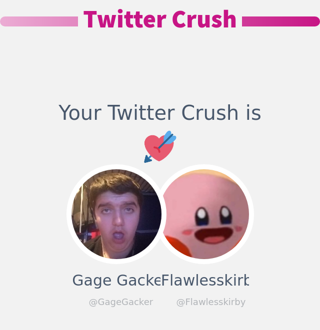 GageGacker's tweet photo. My Twitter Crush is: @Flawlesskirby

➡️ https://t.co/kKlszugoFk https://t.co/OdVO5AzGDT