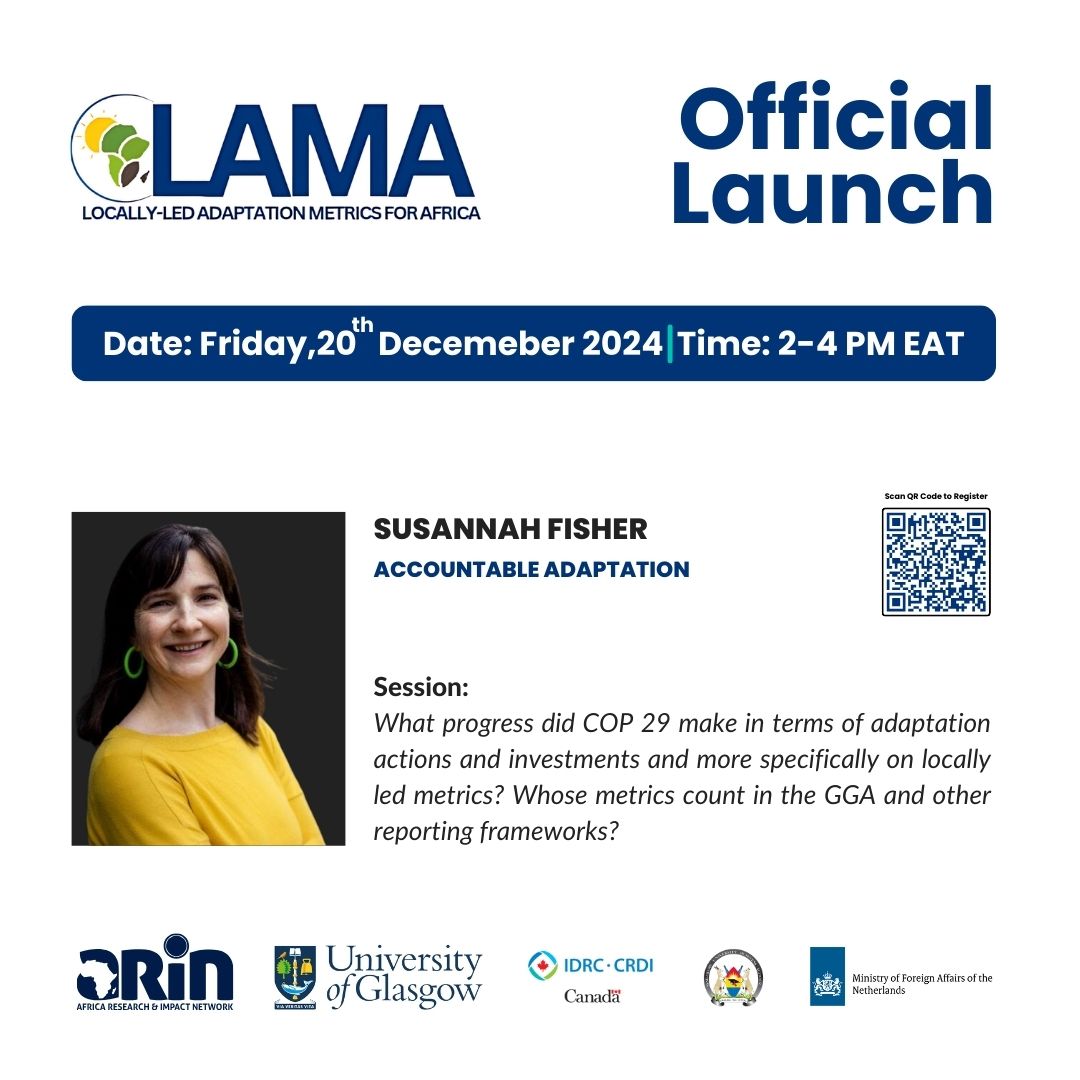 arin_africa's tweet photo. We have several frameworks for adaptation-other development ideas set the norms, and we expect to see global goals trickle down to local communities. – @Susannahfisher @ucl #LAMA #Metrics #Africa #COP2 https://t.co/yUjCyzaxtf