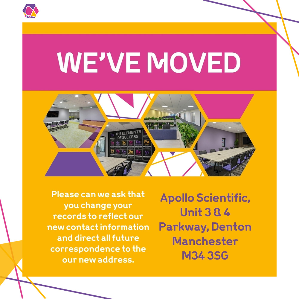 Big changes at Apollo Scientific! 🎉 After 20 years at our Bredbury HQ, we've moved all operations to our Denton site, home to our labs &amp; warehousing. This move strengthens teamwork &amp; helps us deliver even better service to our customers. 🚀 #ApolloScientific #NewChapter