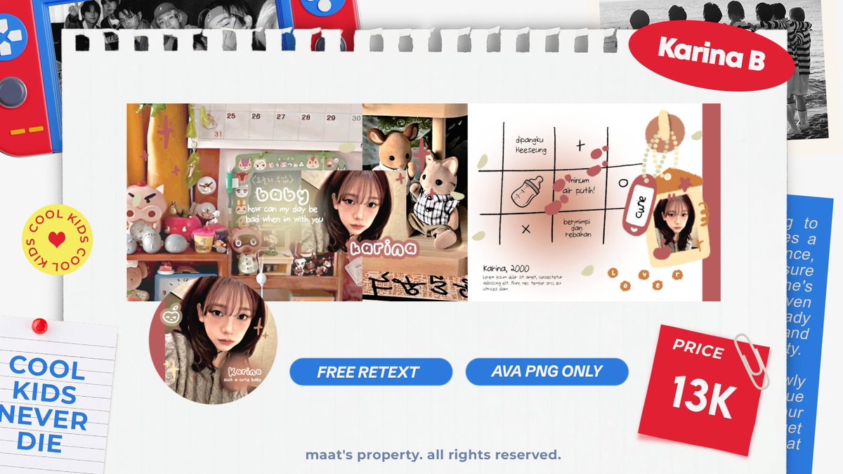 impllus's tweet photo. repost would be appreciated, thank you!😻

halo👋🏻 aku punya layout ready stock karina, giselle, dan isa foto terbaru dengan price dan keterangan lain sudah tersedia di pict yaa❣ boleh langsung dm mau layout mana yaa, ditunggu jajannya!😻💖 #zonauang #zonaba https://t.co/WzDIJMRHUn