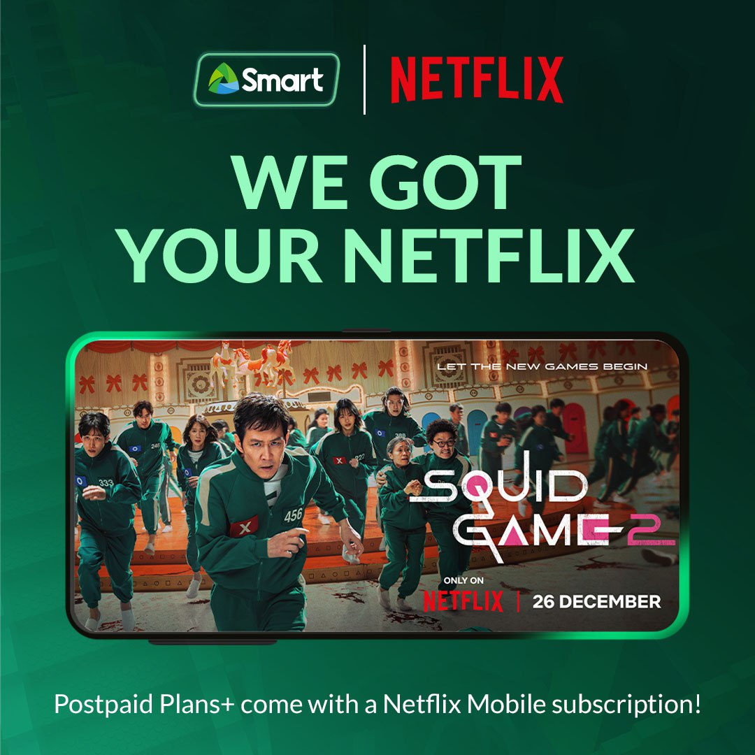 LiveSmart's tweet photo. Ready for the next round? 🦑
“Squid Game” Season 2 drops on December 26. Stream it wherever you are because with Smart Postpaid Plans+, you’ve got Netflix Mobile on us!
No eliminations here—just amazing entertainment. Apply now: https://t.co/Xw7dfdBhCd. #SmartNetflix https://t.co/dbdUpNVGMZ