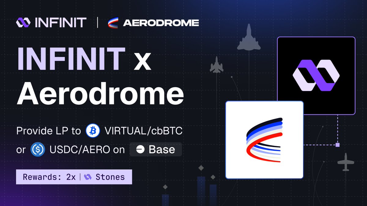 Infinit_Labs's tweet photo. INFINIT x @AerodromeFi in INFINIT Rewards System Epoch 3

As INFINIT explores AI integration to its DeFi Abstraction Layer, AI Agent token on Aerodrome on @base is included in the INFINIT Rewards System.

Here’s how to earn Stones on Aerodrome. https://t.co/Yt6aav1FGG
