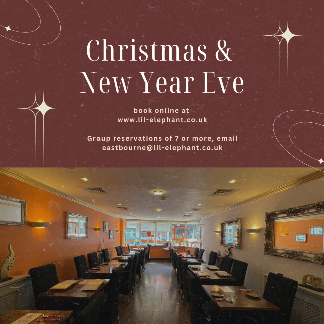 🎄✨ Celebrate the festive season in style! Join us at Lil Elephant this Christmas &amp; New Year’s Eve for a cozy dining experience. 

Limited tables are left, so book now at lil-elephant.co.uk.