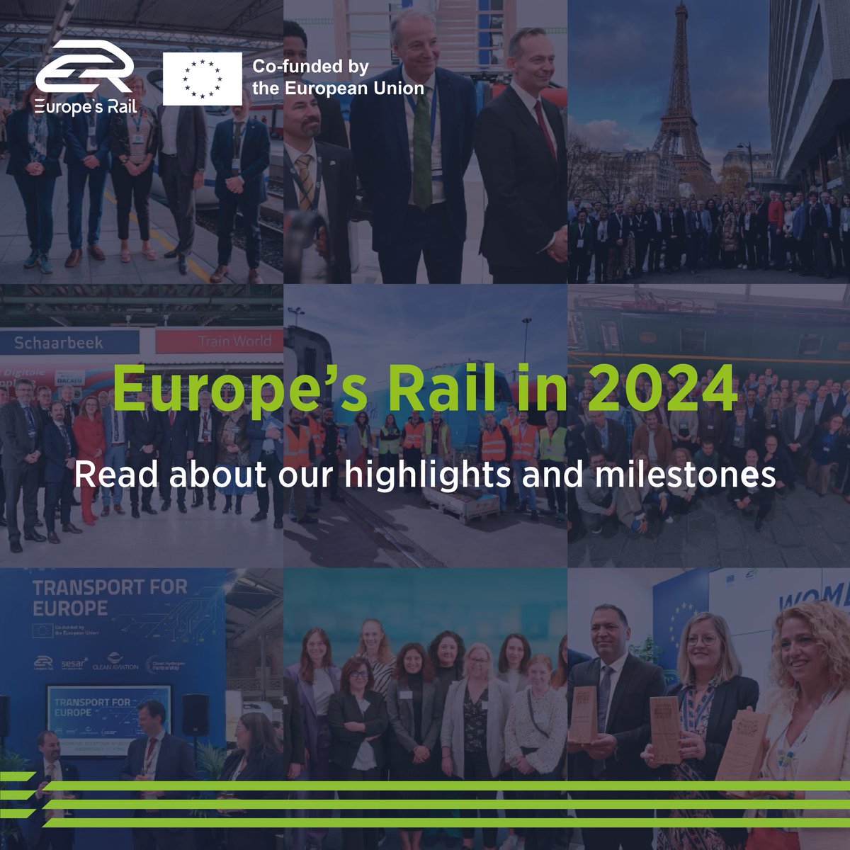 EURail_JU's tweet photo. As 2024 ends, we reflect on a year of milestones. From concluding #Shift2Rail to advancing technologies, #EU_Rail is making #rail the everyday mobility.
Thank you to all our partners & stakeholders. Wishing you a joyful year-end & a successful 2025!🎉
🔗https://t.co/kUFSdyiBQW https://t.co/qpIti6fzcs