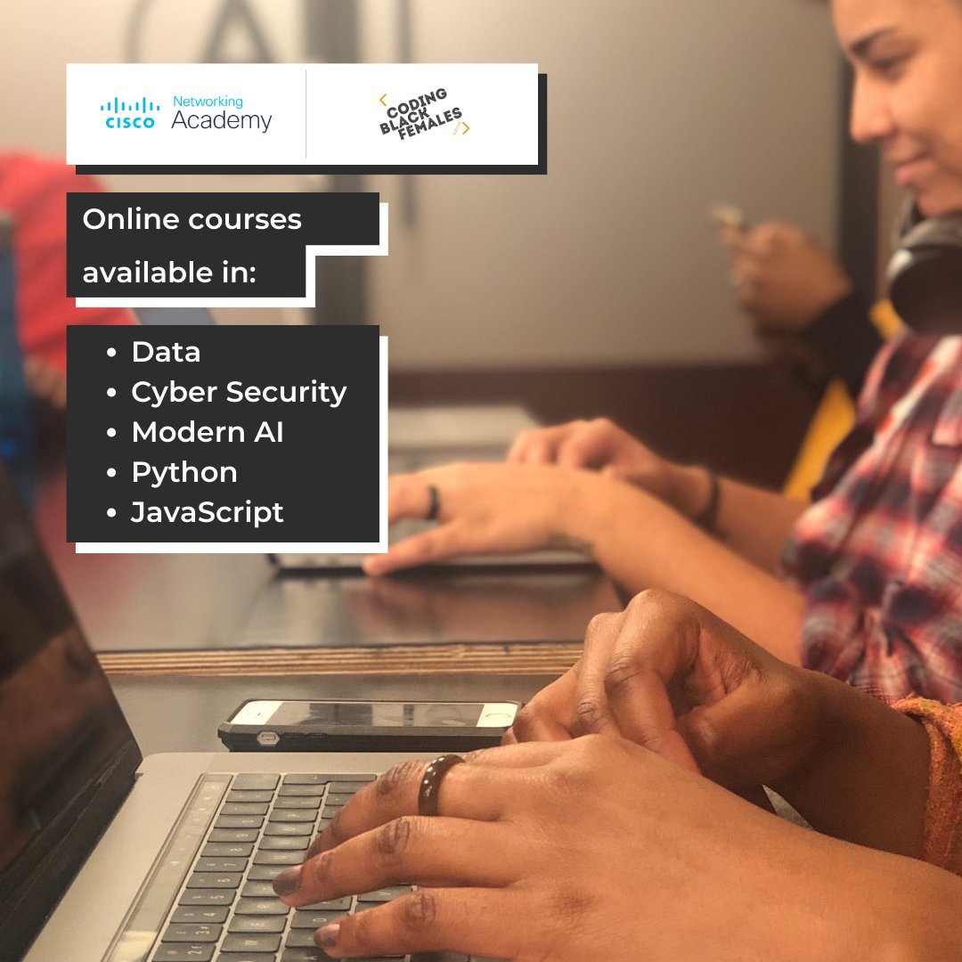 codingblackfems's tweet image. 🚀 Ready to level up your skills? Our self-paced courses in Python, AI, JavaScript, Cybersecurity &amp;amp; more are live! Learn at your own pace and get market-ready for 2025. Start now: codingblackfemales.com/academy?c=cisco
#TechSkills #WomenInTech