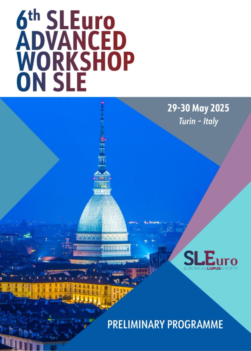 ✅ Don't miss the 6th <a href="/SLEuroSociety/">SLEuro</a> Advanced #Lupus Workshop which will take place in Turin (Italy), 29-30 May 2025 👍
Check the amazing scientific programme and Register at: sleuro.org/advanced-works…