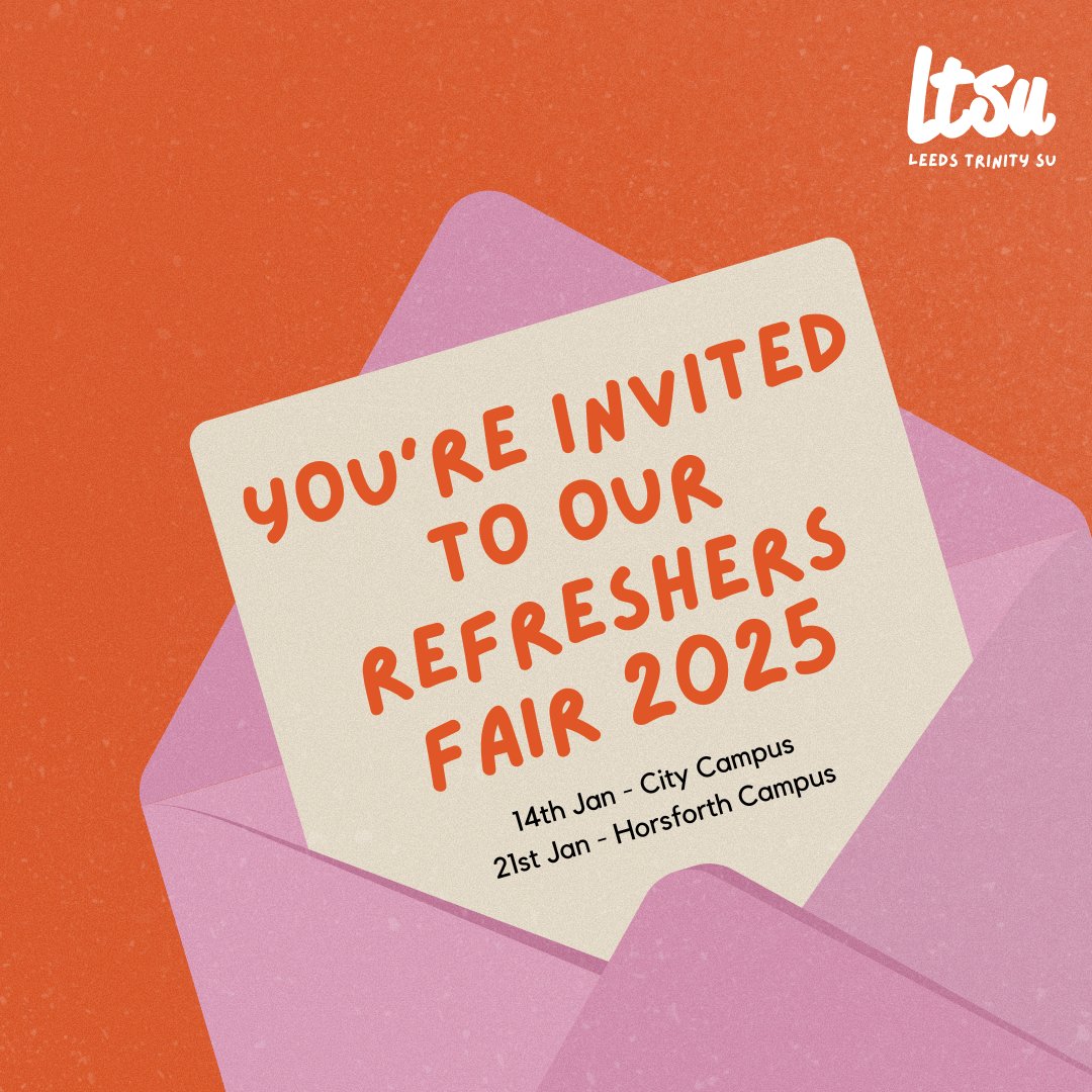 ✨Save the Date for our Refreshers Fair! 🎉

📅 14th January - 11am -3pm
📍 Conference &amp; Events Space (Ground Floor)

📅 21st January - 11am -3pm
📍 Horsforth Atrium

Discover exciting opportunities, meet new people, and explore everything campus life has to offer! 🌟