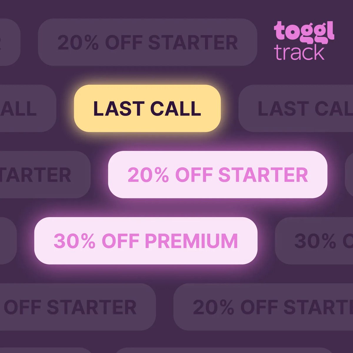 There is only 12 hours until…

… Toggl Track goes back to full price 😟

Grab up to 30% off Toggl Track plans 👉hubs.ly/Q030hj410

Ends at midnight UTC! 👀