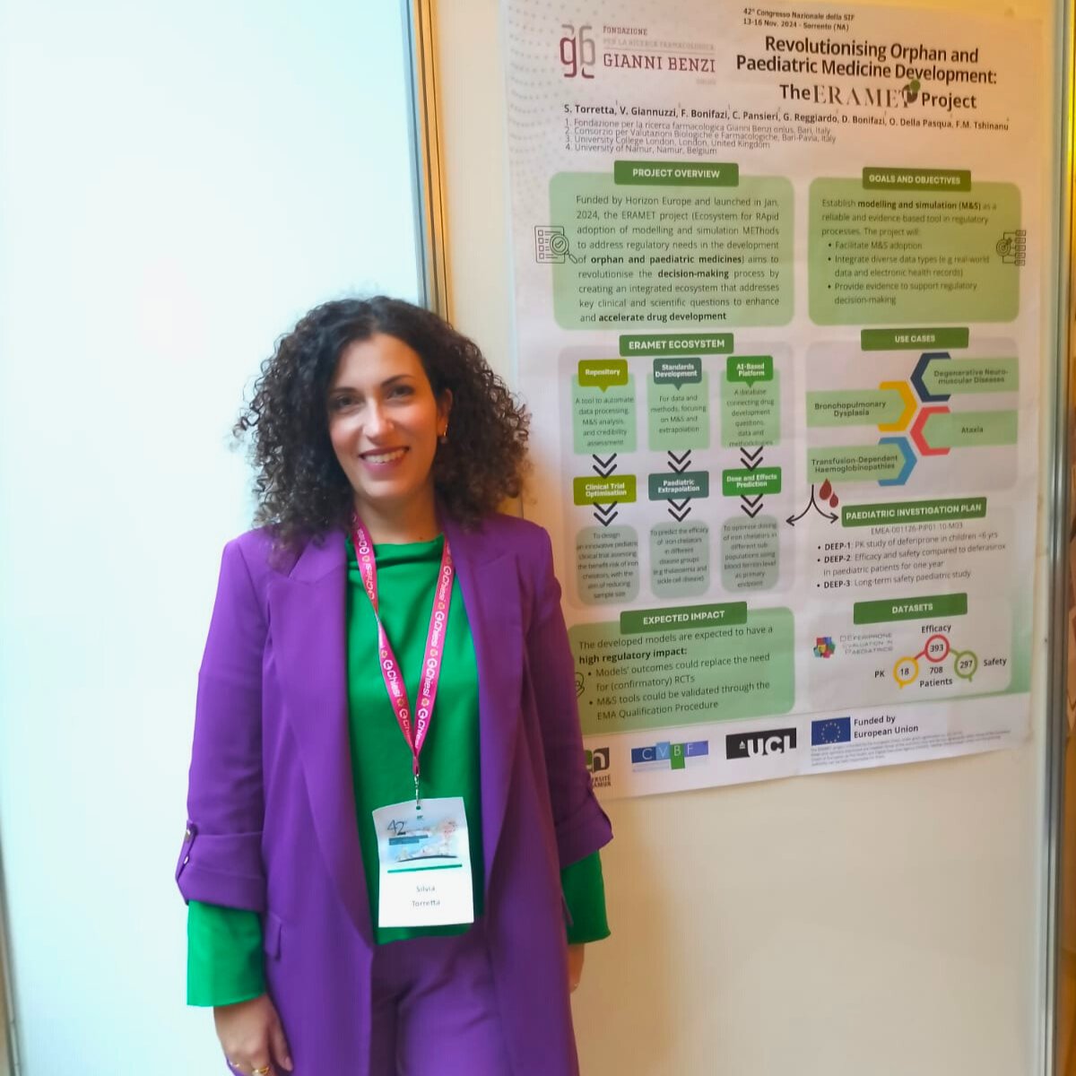 🌍 From 13–16 Nov 2024, Sorrento, Italy, hosted the 42° SIF National Congress, uniting #PharmaceuticalSciences experts.

On that occasion, Silvia Torretta from @BenziFoundation showcased the #ERAMET Project aiming to transform orphan and pediatric medicine #drugdevelopment.