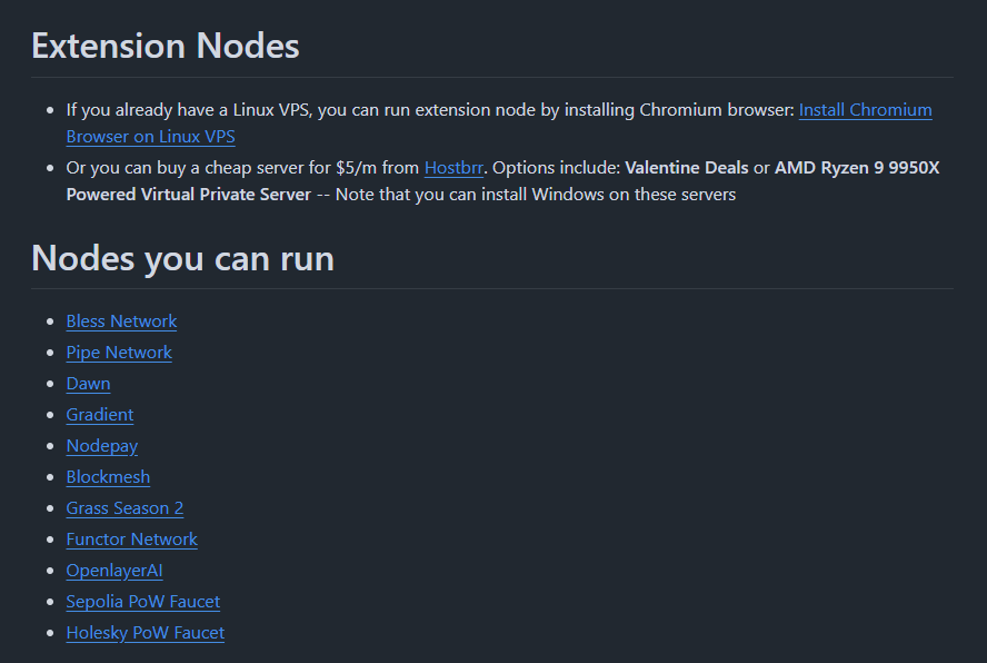 Top Extension Nodes You MUST Run for the Next Big Airdrop

▫️Link: github.com/0xmoei/Extensi…

I provided instructions on how to install them on a Linux VPS using a Chromium browser, or alternatively, on a Windows server by purchasing a cheap $5/month server