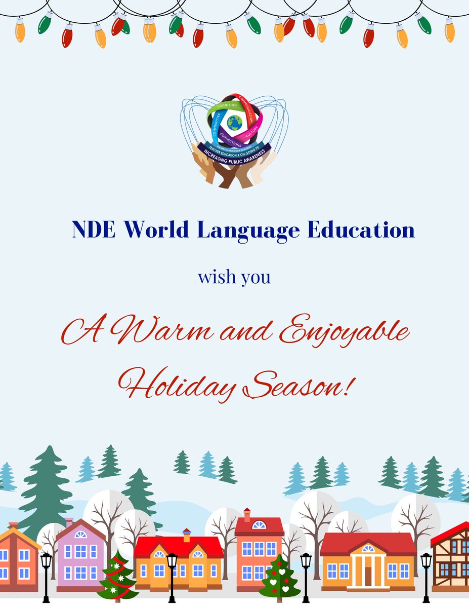 Wishing You a Joyful Christmas Season!
Thank you for supporting NDE World Language Education and inspiring global connections. May your holidays be filled with warmth and joy! <a href="/NDE_News/">NDE NEWS</a> <a href="/ESUCC/">ESUCC</a> <a href="/Guanlaoshihao/">Guan Chunmei</a> <a href="/BiliteracySeal/">Seal of Biliteracy</a> <a href="/SenorZiegler/">Nick Ziegler</a> <a href="/sradallshoe/">Alicia D.S. (she/her(s)</a> <a href="/OmahaPubSchool/">Omaha Public Schools</a> <a href="/LPSorg/">Lincoln Public Schools</a>