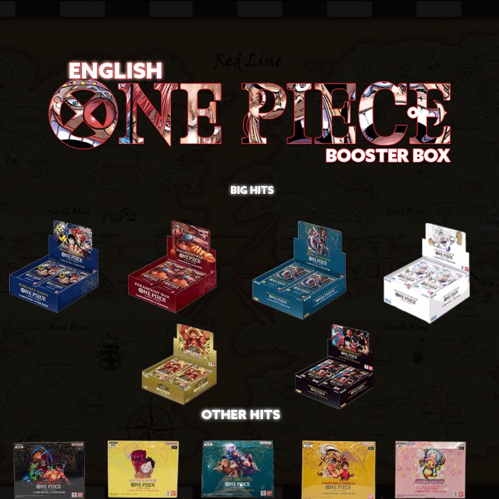 TCGdistrict's tweet photo. Our first ever English One piece mystery booster box drops today!!! 
$115.00 price tag 🏷️ 
11:00AM CT 

Each box comes with 

1 English booster box (one piece) 
One piece stickers 
One piece note 
Chance at extra TCG items https://t.co/xH8goFq6li