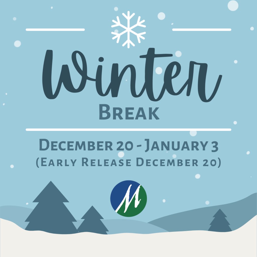 Winter break is upon us! This is a reminder that today, December 20, is an early dismissal day. Schools and district offices will be closed during the break.

Stay safe and warm, and we will see you back at school on January 6, 2025!