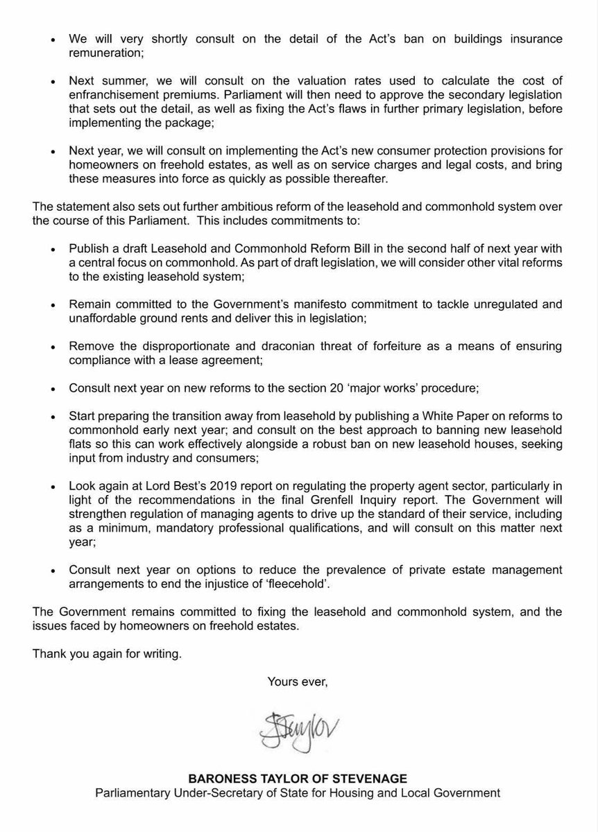 Will Stone MP (@wstone4sn) on Twitter photo Leasehold Reform is coming soon! 
🏠 End 2-year wait for lease extensions/enfranchisement 
🏠Expand Right to Manage access 
🏠Consultations on service charges, commonhold, & banning new leasehold flats.
🏠Draft bill with stronger managing agent rules. 
 <a href="/SharonStevenage/">Baroness Dr Sharon Taylor of Stevenage, OBE</a> Leasehold Reform is coming soon! 
🏠 End 2-year wait for lease extensions/enfranchisement 
🏠Expand Right to Manage access 
🏠Consultations on service charges, commonhold, & banning new leasehold flats.
🏠Draft bill with stronger managing agent rules. 
 <a href="/SharonStevenage/">Baroness Dr Sharon Taylor of Stevenage, OBE</a>