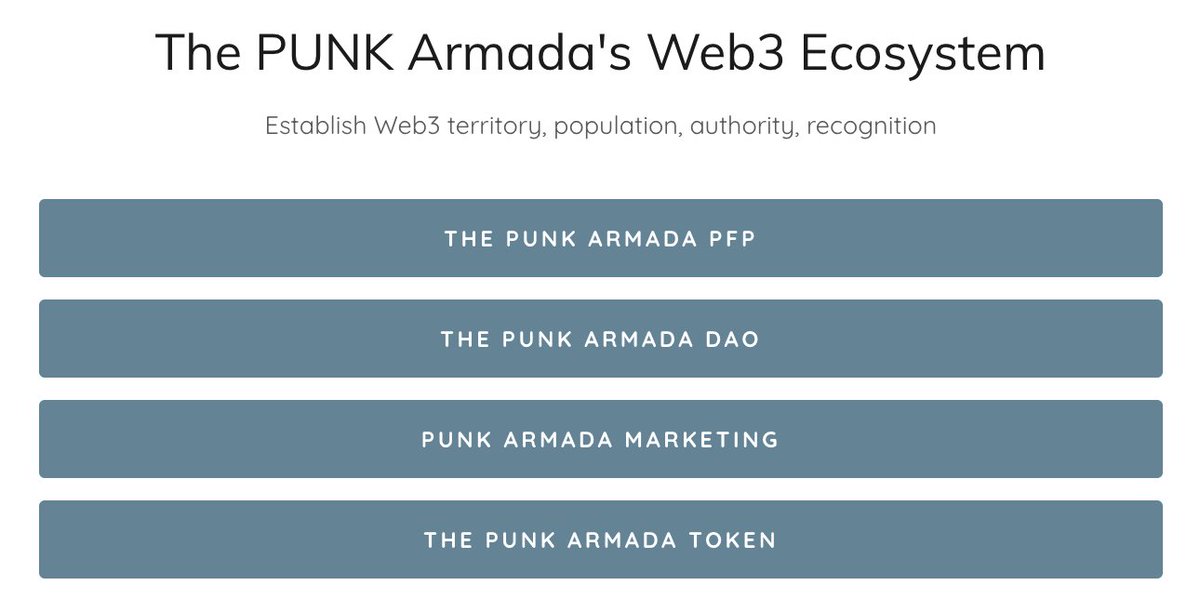 planned as essential Web3 infrastructure for establishing digital &amp; then physical sovereignty, our ecosystem is designed for our community, economy &amp; organization. 

explore The PUNK Armada's Web3 Ecosystem - cryptopunk4762.com/punk-armada-ec…