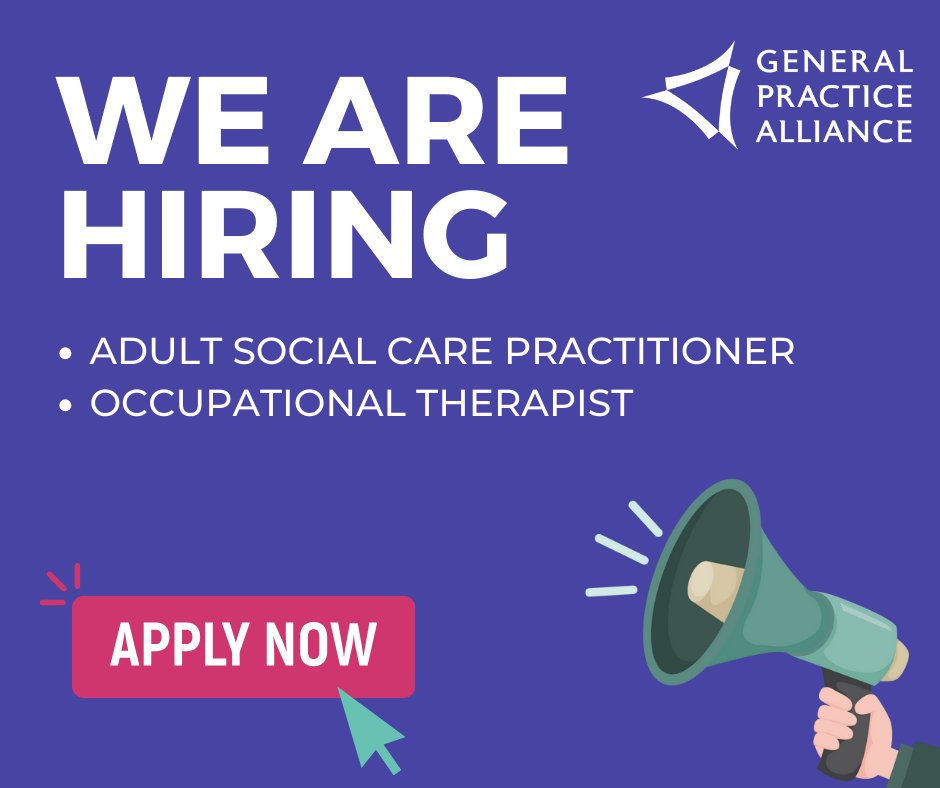 We're #hiring! 📢
Join our #CollaborativeCareTeam in a permanent role or a fixed-term position until January 2026, and help transform #primarycare. 

🔹 Adult Social Care Practitioner
🔹 Occupational Therapist

Deadline: 12th January 2025. Visit: northantsgpalliance.com/vacancies/