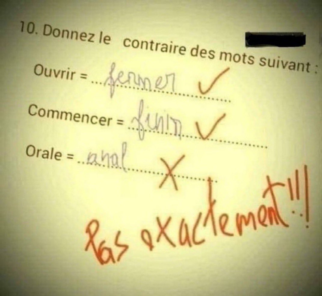 _sombrinternet's tweet photo. [THREAD]

Les réponses d’élèves aux évaluations les plus drôles. https://t.co/KvdMAy97Lk
