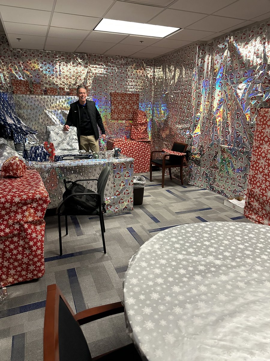 Santa’s elves were at work last night in Principal Atherton’s office!!!  🎁 <a href="/DerekAtherton1/">Derek Atherton</a> <a href="/kcrebasehps/">Karen Crebase</a> <a href="/HopedaleSports/">Hopedale Athletics</a> <a href="/hhsguidancedept/">Hopedale School Counseling Office</a>