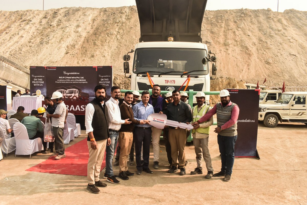 ETBIndia's tweet photo. Proud to deliver 20 units of Eicher Pro 8035XM E Smart Shift to P.C. Patel Infra Pvt. Ltd. in Singrauli, MP! Our 100+ vehicle deliveries since 2022 support India's growing mining industry
Know more: https://t.co/Ctx6hajlBV
#EicherBSVI #EUTECH6 #HCVTruck https://t.co/BHr2mhJBqE