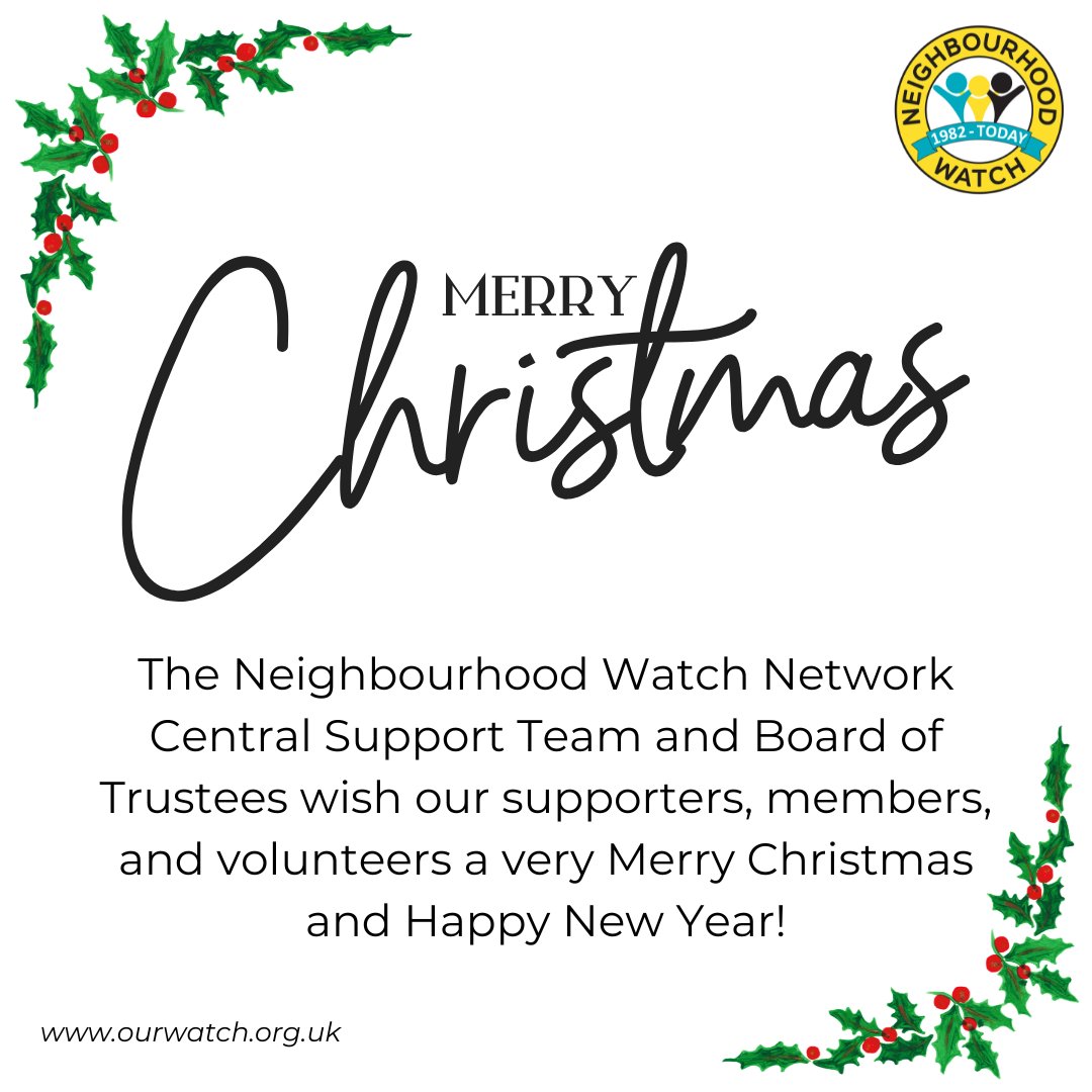 N_Watch's tweet photo. Merry Christmas to one and all 🌟

We wish everyone a safe and happy Christmas, and look forward to continuing to work together to support local communities in preventing crime and making them safer places to live in the new year. https://t.co/Nbk0w4xKJR