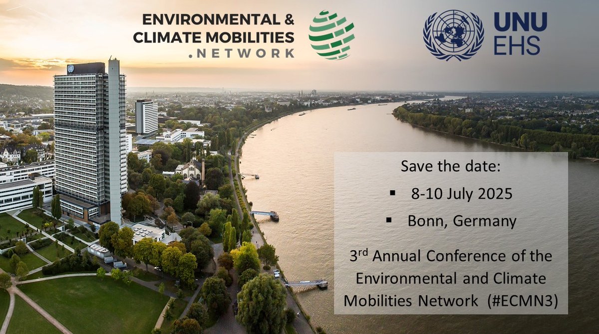 📢📢 SAVE-THE-DATE!!!

3rd Annual Conference of the Environmental and Climate Mobilities Network (#ECMN3): 8-10 July 2025, Bonn, Germany. 

Mark it in your calendars before you make your summer holiday plans!! More info and the call for papers will follow in January. Happy 2025💫