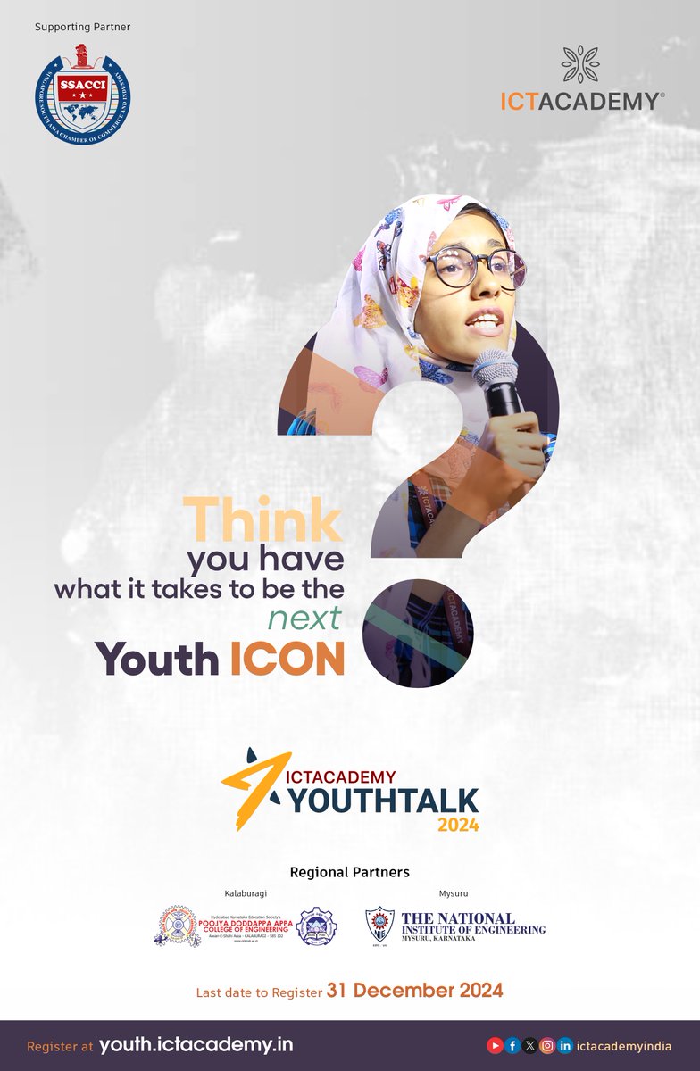 ictacademyindia's tweet image. Are you ready to inspire and lead?

Think you have what it takes to be the next Youth Icon?

Join ICT Academy Youth Talk 2024, a platform for the youth of Karnataka to showcase your leadership skills through public speaking.

Connect with peers and leaders from across the region…