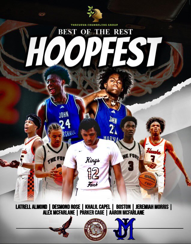ThriveVA TheWay HoopFest Best Of The Rest Absolutely Loaded 

Latrell Almond - Florida State , Georgetown , LSU 
Mississippi State 

Desmond Rose - Catawba , Chowan , Virginia Union , Fisher 

Khalil Capel -Randolph College , Allen U ,Dean U  Bluefield , Fisher

All Day Tomorrow