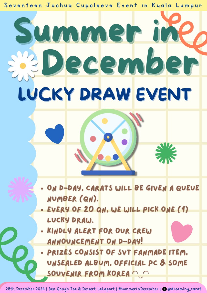 dreaming_carat's tweet photo. ꣑ৎ˙⋆𝓢𝓾𝓶𝓶𝓮𝓻 𝓘𝓷 𝓓𝓮𝓬𝓮𝓶𝓫𝓮𝓻 ۫꣑ৎ˙⋆  

Caratdeul, 
SUPRISE SUPRISEEEE 📣📣

Come and join our lucky draw session during the event and don't miss the chance to win exciting prizes! ◠‿◠

#SummerInDecember https://t.co/D9CsqD370Y