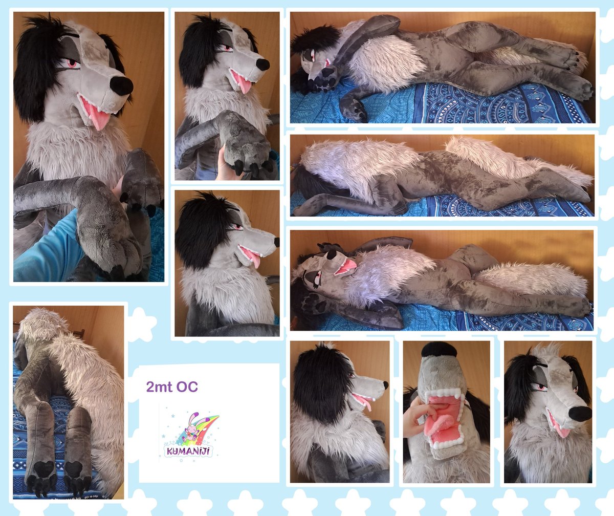 Custom giant plush in 2mt long Handsew details 💙 made in minky + fur  fabric Character Candice owned by Feral Frenzy giantplush bigplushie  dogplushie giantdog furryplush furry feralfrenzy candice  handmadeplush customplush