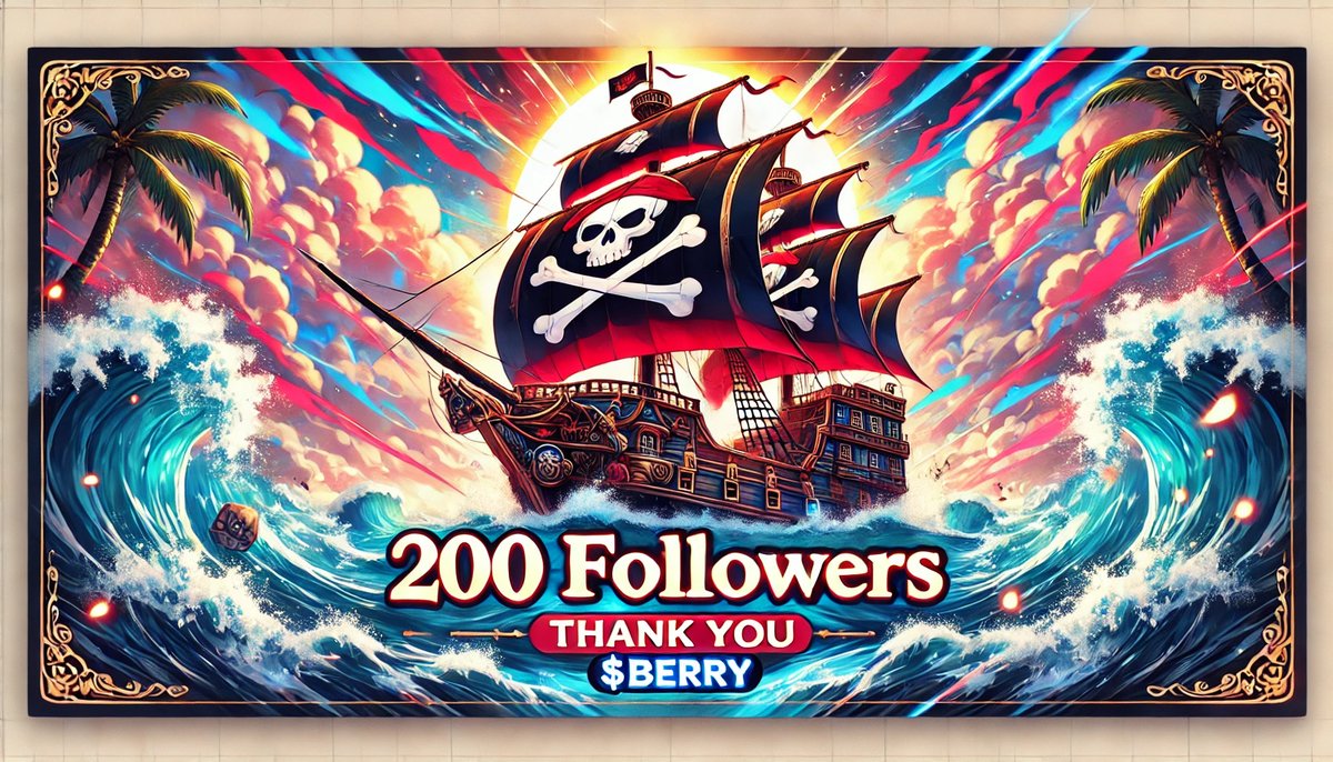 🎉 200 Followers! 🎉
A huge thank you to our incredible pirate crew for your support and enthusiasm for $BERRY! 🚢💎
This is just the beginning of our adventure toward new horizons. 🌊⚓️
All aboard and let’s sail toward 500! 🏴‍☠️