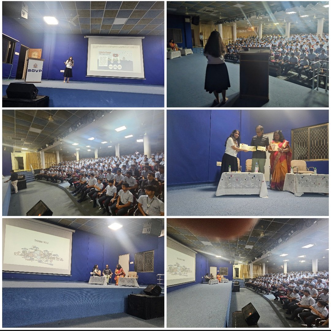 AaryaChavda1's tweet photo. I am deeply honored to Dr. Ravindra Trivedi and Ms. Padma Kumar for providing me with this amazing opportunity to interact with 250+ passionate students @sgvpis  International Campus, where I presented on 'environmental psychology &amp; sustainable development.' https://t.co/CXsn0WYWVH