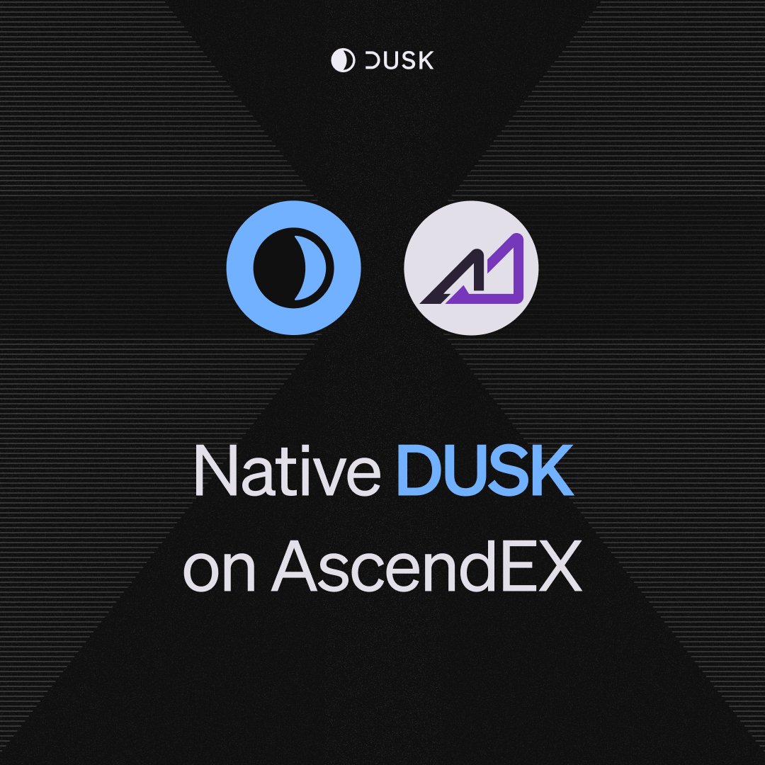 Native $DUSK is coming to <a href="/AscendEX_/">AscendEX</a> 🎉 

You will be able to trade DUSK/USDT.

Stay tuned for more details.