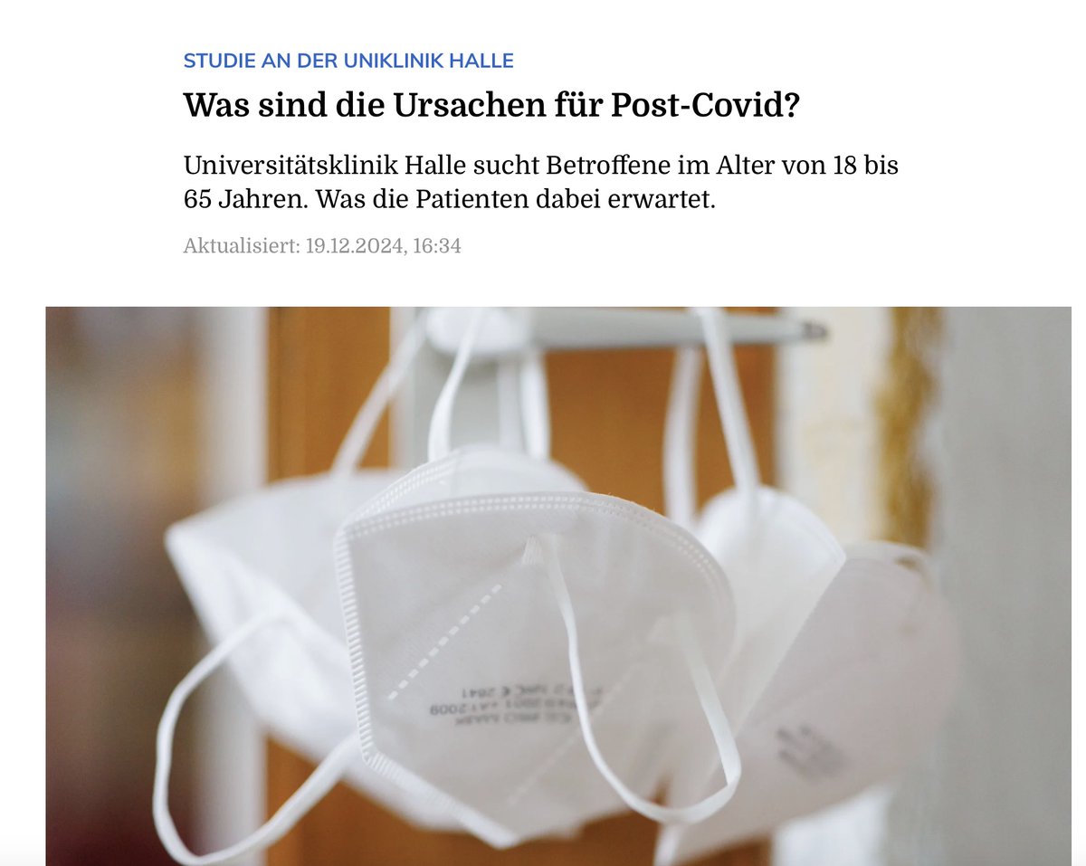 Sandra 👩🏻🔬👩🏻🏫 (@rsandra266) on Twitter photo 📣Es werden aktuell #Studienteilnehmer für eine Studie im 🏥Halle 📍 <a href="/unimedizinhalle/">Universitätsmedizin Halle</a> zur Ursachenforschung #PostCovid gesucht.
Diagnostik: 2x 4h
Nur wenn die Grundlagenforschung voranschreitet, kann adäquate Therapieforschung folgen. - Mitmachen!
mz.de/lokal/halle-sa… 📣Es werden aktuell #Studienteilnehmer für eine Studie im 🏥Halle 📍 <a href="/unimedizinhalle/">Universitätsmedizin Halle</a> zur Ursachenforschung #PostCovid gesucht.
Diagnostik: 2x 4h
Nur wenn die Grundlagenforschung voranschreitet, kann adäquate Therapieforschung folgen. - Mitmachen!
mz.de/lokal/halle-sa…