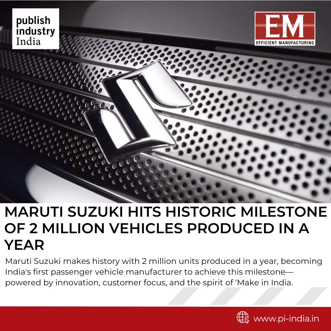 Maruti Suzuki India Limited (MSIL), the leader in the Indian passenger vehicle industry, achieved a historic milestone by producing 2 million vehicles in a single calendar year for the first time.