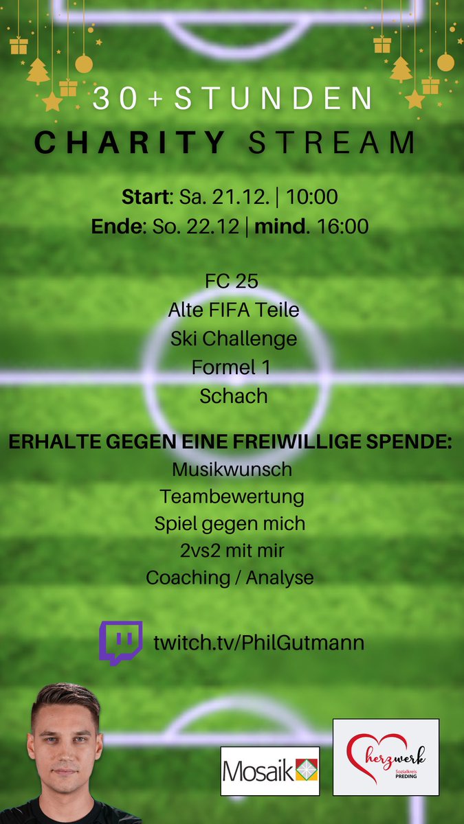 PhilGutmann's tweet image. Nach 2016 und 2017 gibt‘s morgen endlich wieder einen Stream für den guten Zweck auf meinem Kanal 🥰 schaut gerne vorbei, es steht einiges am Programm 🤓

Bin mal gespannt wie gut ich durchhalten werde im Vergleich zu früher 👴🏻

twitch.tv/philgutmann