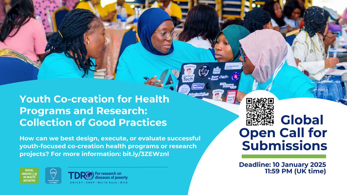 Have you had experiences in youth co-creation for health programs or research? Our open call to gather good practices is now open! Exceptional submissions will receive prizes and inform the development of a <a href="/TDRnews/">TDR</a> @SIHIGlobal practical guide. Learn more: bit.ly/3ZEWznl