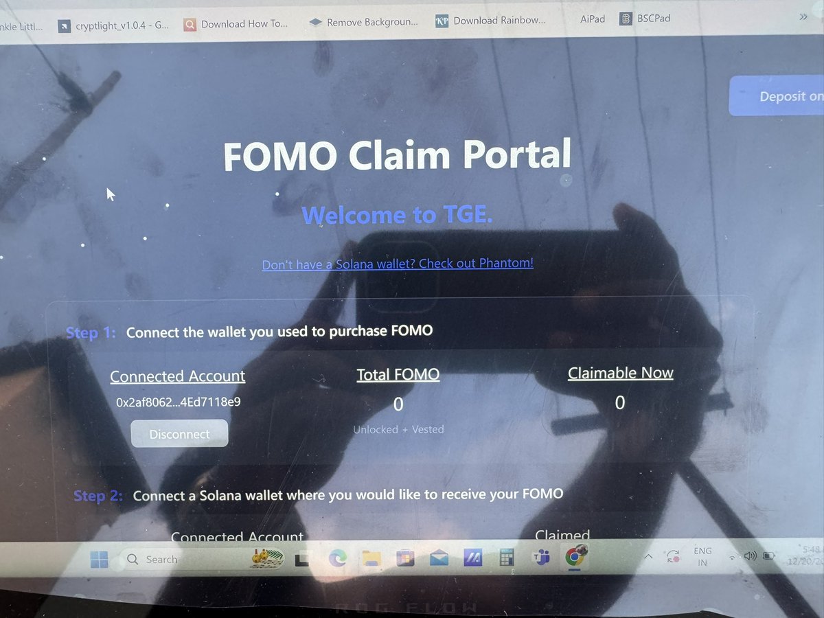 prathipking25's tweet photo. @AIPADTECH @Fomodotfund I will participate 224$ but now claim portal show zero FOMO what’s this 😭 https://t.co/6qBGL12fp9