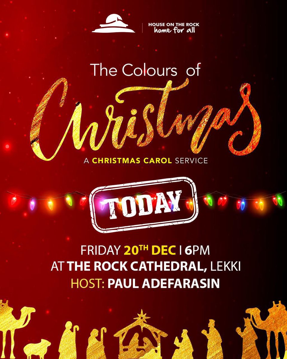 HouseOnTheRock's tweet photo. 🎄The #ColoursOfChristmas is Here! 🎄
Join us TODAY for an unforgettable Christmas Carol Service filled with the joy, hope, and beauty of the season.
📍 The Rock Cathedral, Lekki
🕕 6PM
Do not come alone—invite everyone! Let us celebrate the true meaning of Christmas together. https://t.co/VTRtfYKVra
