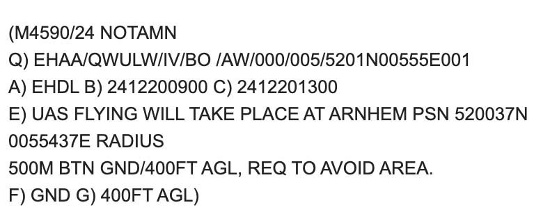 wdejager's tweet photo. Hé, dat is raar. Ik heb een #NOTAM aangevraagd voor een dronevlucht in CTR Deelen. Deze verschijnt wel in #Aeret, maar niet in #Godrone. Best kwalijk, dat NOTAMs niet goed doorkomen in de ‘officiële’ drone-app!
@Aeret_IT @lchtvrkrsldng @MinIenW @InspectieLenT @dhcluchtmacht https://t.co/yyCUY4TPYJ