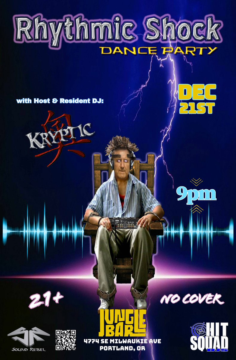 TheSoundRebel's tweet photo. Tomorrow night, I'm @ Jungle Bar in SE Portland! Who's gettin' down with me? #djkryptic #thesoundrebel #hitsquaddjs #junglebar #portlandoregon #danceparty https://t.co/kE6uZKssmy