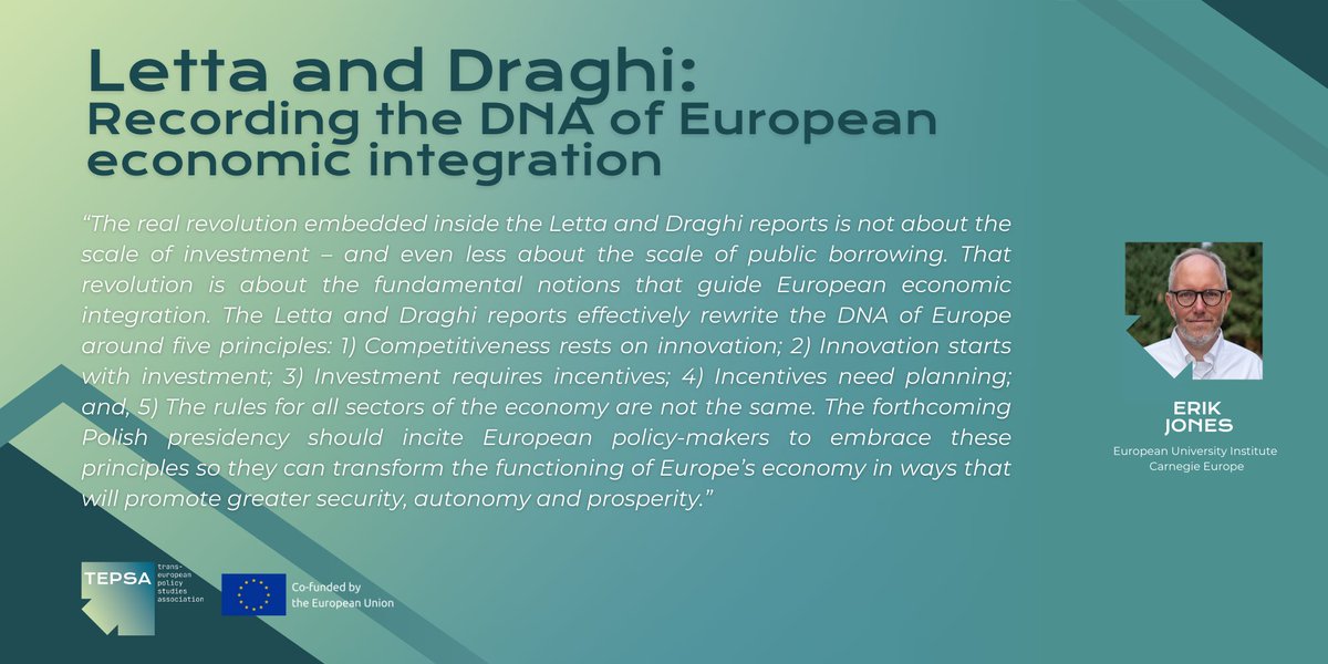 💶 Economy is the second priority highlighted in the #TEPSArecommendations to @POLAND25EU 👉 read <a href="/Ej_Europe/">Erik Jones</a>'s advice on how to harness the EU's economy

🔗 tepsa.eu/policy-advice/… <a href="/EUI_Schuman/">The Robert Schuman Centre</a>