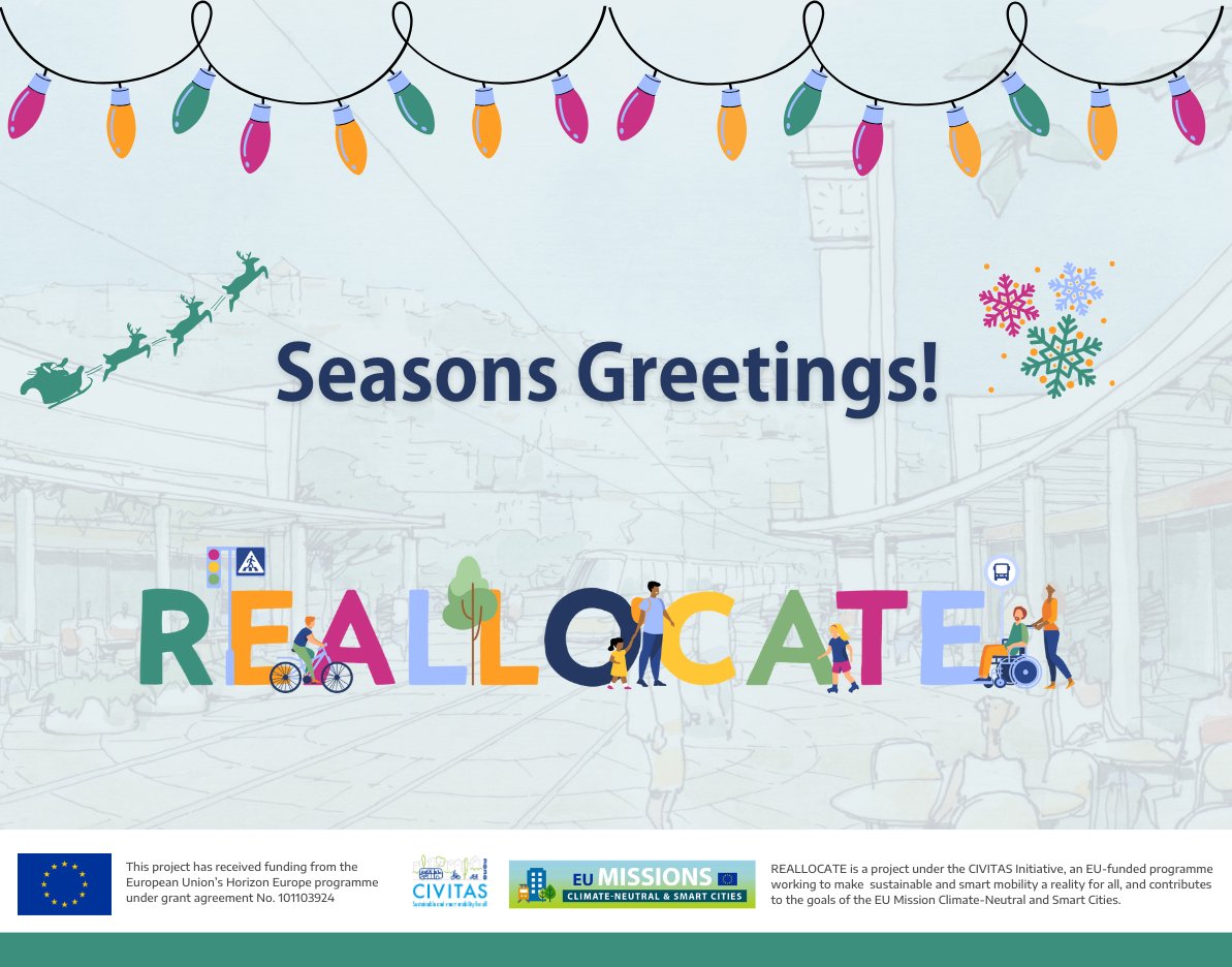 ✨ The REALLOCATE project community wishes you all a lovely and restful festive period! ❄️🎄 We look forward to continuing our journey in the New Year, creating more inclusive, green and safe urban spaces where communities live and thrive 🌍💡