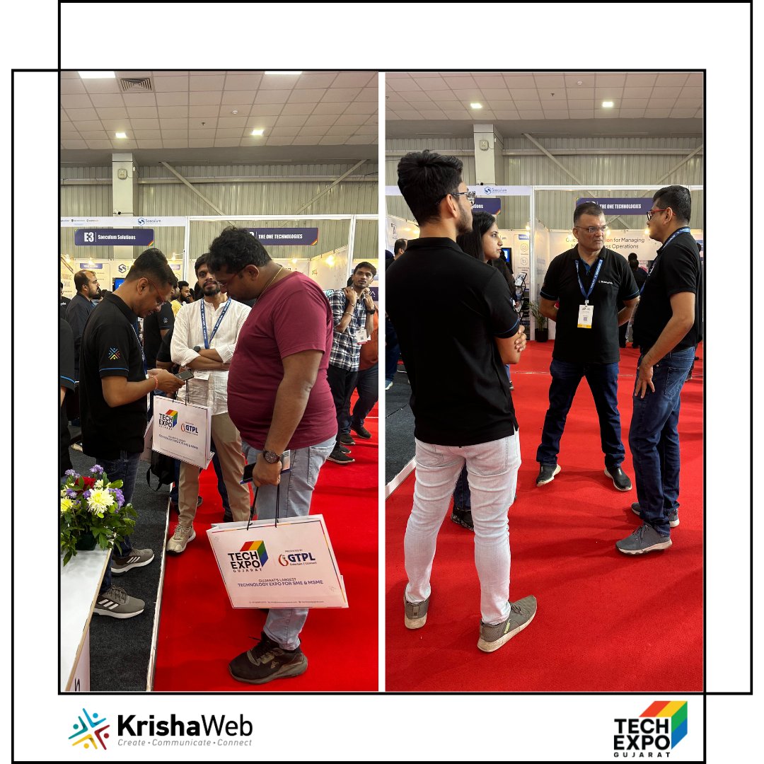 KrishaWeb's tweet photo. Highlights from Day 1 at #TechExpo2024! Team KrishaWeb had a fantastic day connecting with visionaries. 

Don’t miss out—see you tomorrow at Booth S7!  

#TechExpo #TechExpoGujarat #TechEvent #TechInnovation #KrishaWeb https://t.co/RZ1V42Fo1V