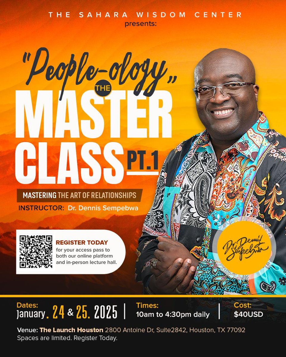 The #1 reason we succeed or fail in any career field including ministry is determined by how we do PEOPLE. 

Sign up NOW for this game-changing masterclass on relationships @ sempebwa.com/donate

And for those who can join me in person, can't wait!

*** Prepare for a