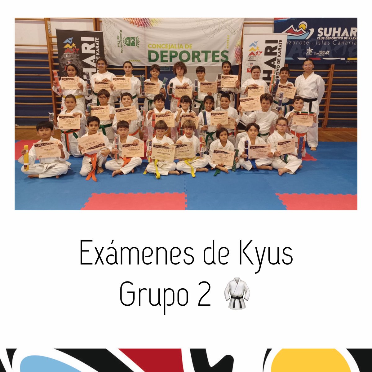 Suharikarate's tweet photo. 📆 Semana de exámenes 🥋

🥳 Antes que nada, ¡Felicidades a todos! aprobados con éxito, pero en especial al grupo 3 y 4, muy buen trabajo. 

👉 Esta semana tuvieron lugar los exámenes de Kyus en el gimnasio municipal, instalación del @AyunDeTias 

#karate #suharikarate https://t.co/opsBFNhMcM