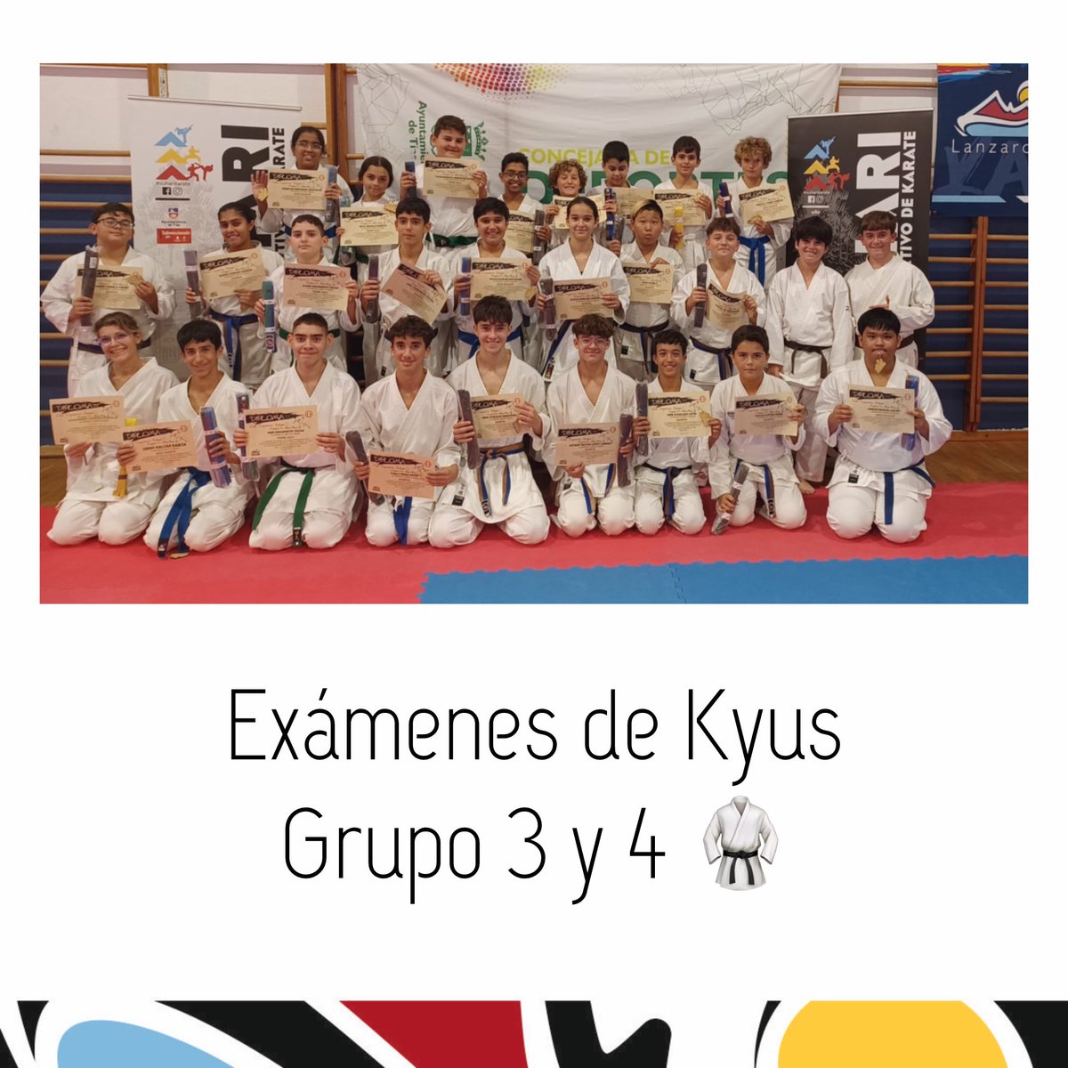 Suharikarate's tweet photo. 📆 Semana de exámenes 🥋

🥳 Antes que nada, ¡Felicidades a todos! aprobados con éxito, pero en especial al grupo 3 y 4, muy buen trabajo. 

👉 Esta semana tuvieron lugar los exámenes de Kyus en el gimnasio municipal, instalación del @AyunDeTias 

#karate #suharikarate https://t.co/opsBFNhMcM