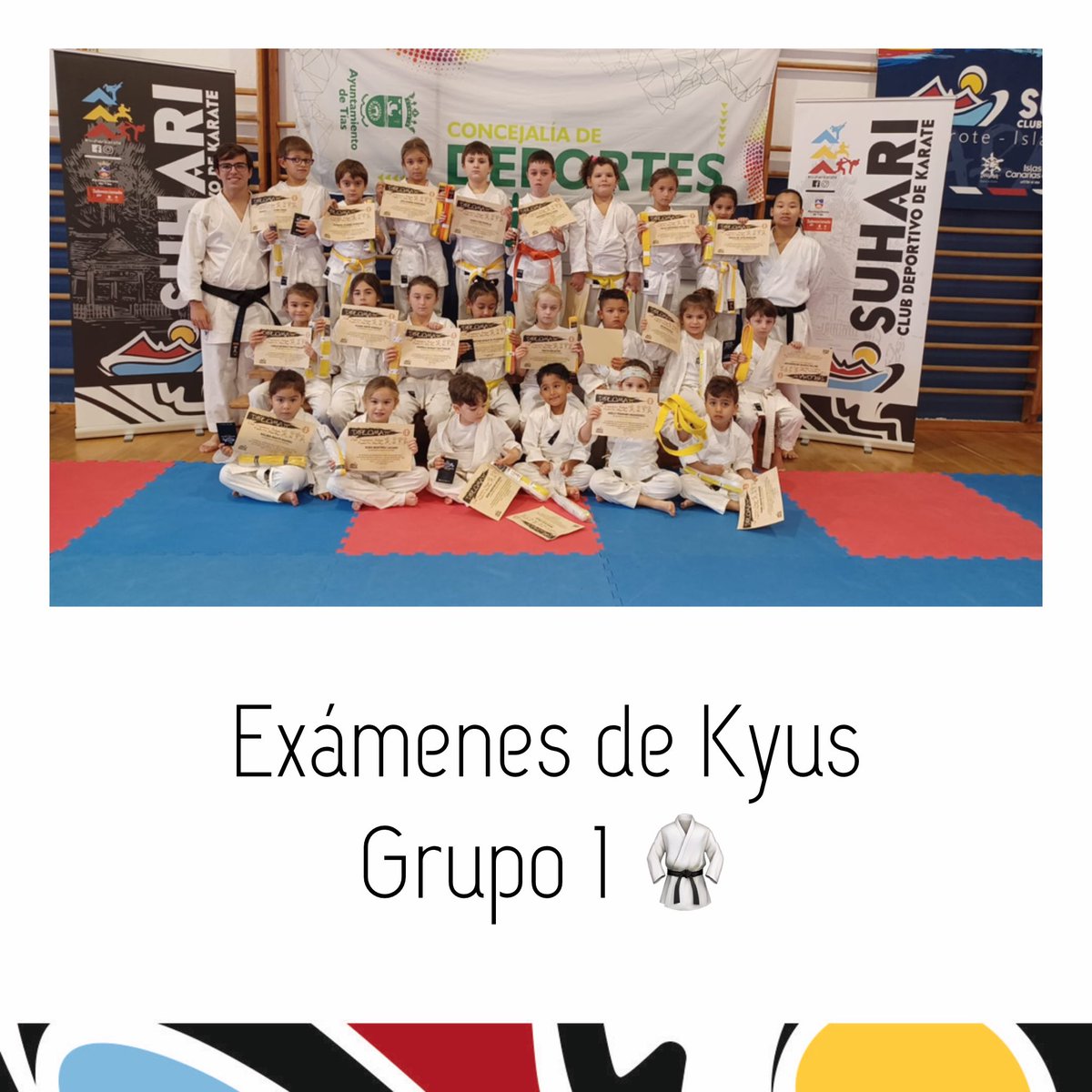 Suharikarate's tweet photo. 📆 Semana de exámenes 🥋

🥳 Antes que nada, ¡Felicidades a todos! aprobados con éxito, pero en especial al grupo 3 y 4, muy buen trabajo. 

👉 Esta semana tuvieron lugar los exámenes de Kyus en el gimnasio municipal, instalación del @AyunDeTias 

#karate #suharikarate https://t.co/opsBFNhMcM