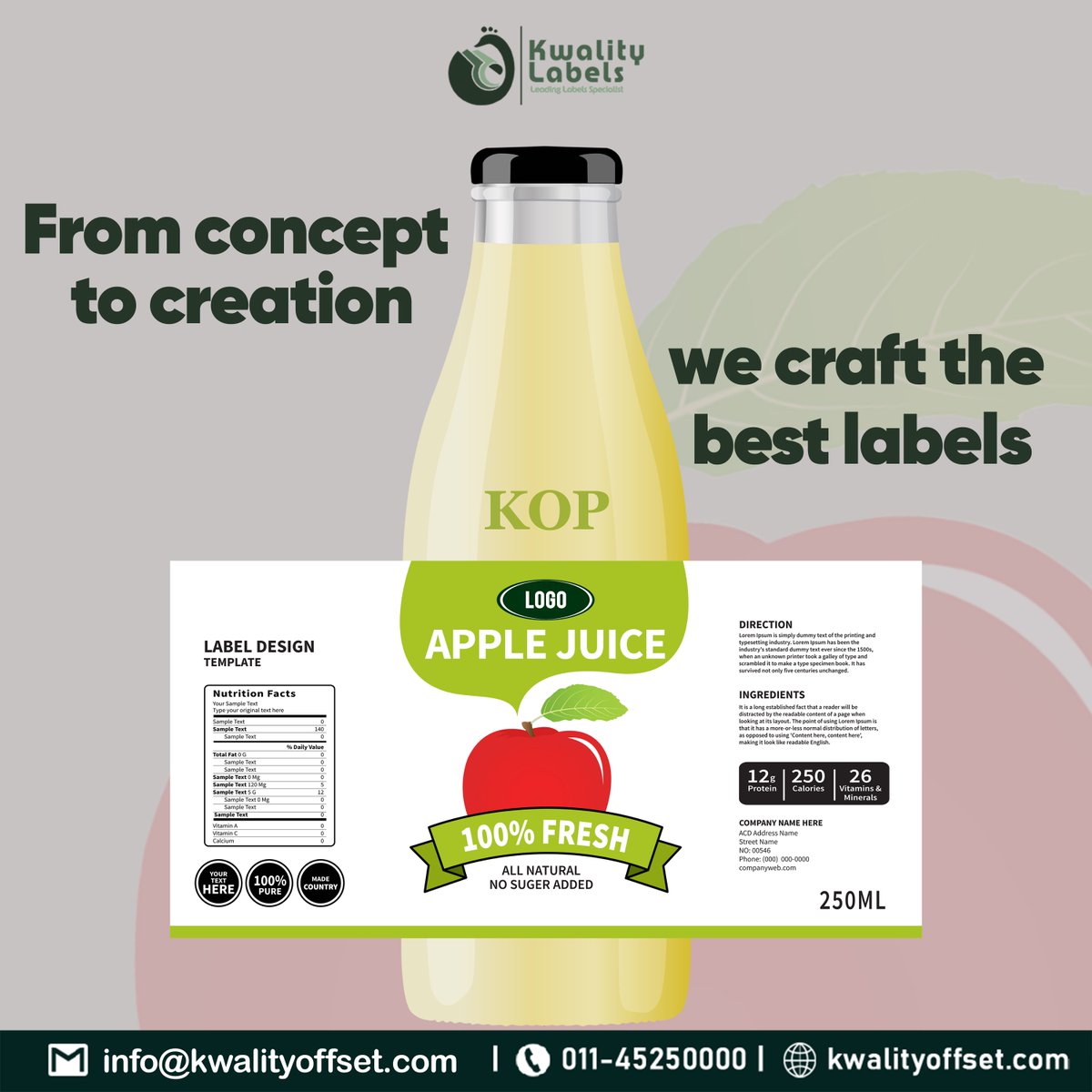KwalityOffset's tweet image. From concept to creation, we design labels that speak for your brand. 🍎✨ Whether it’s for apple juice or any other product, Kwality Labels ensures your packaging stands out on the shelves. Let’s craft perfection together! 🌟 #LabelDesignExcellence #KwalityLabels